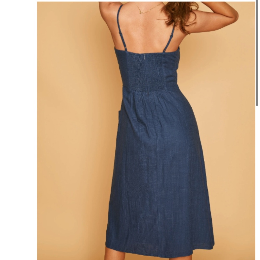 Lost + Wander Navy Blue Sleeveless Linen Midi Dress New With Tags Size Medium - Picture 6 of 15